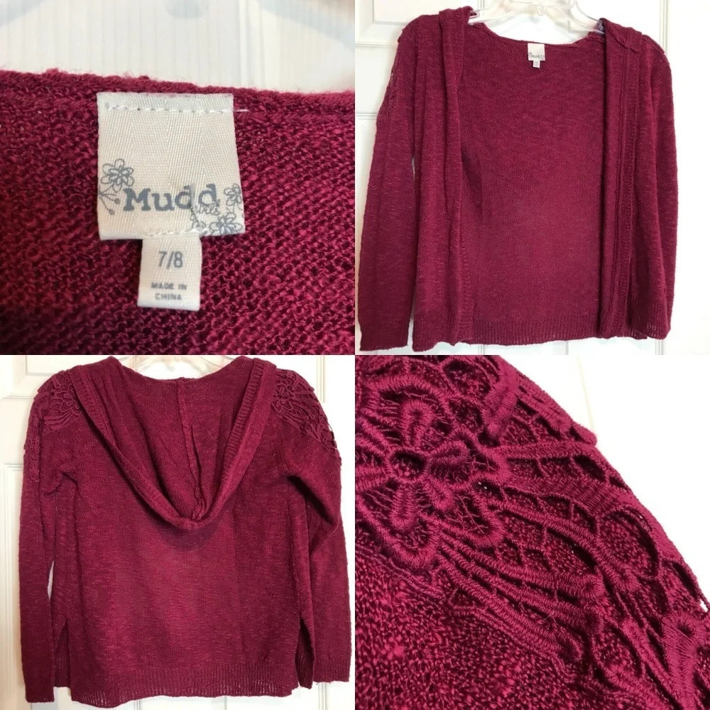 Maroon Mudd Girls 7/8 Hoodie Cardigan